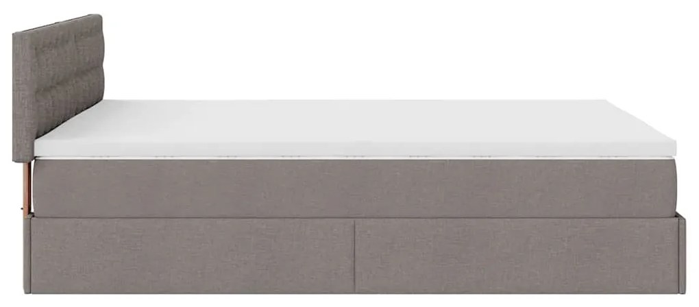 Cama otomana com colchão 140x200 cm tecido cinza