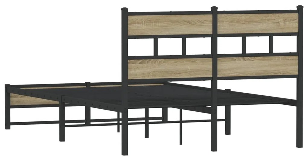 Estrutura de cama sem colchão 120x200 cm metal carvalho sonoma