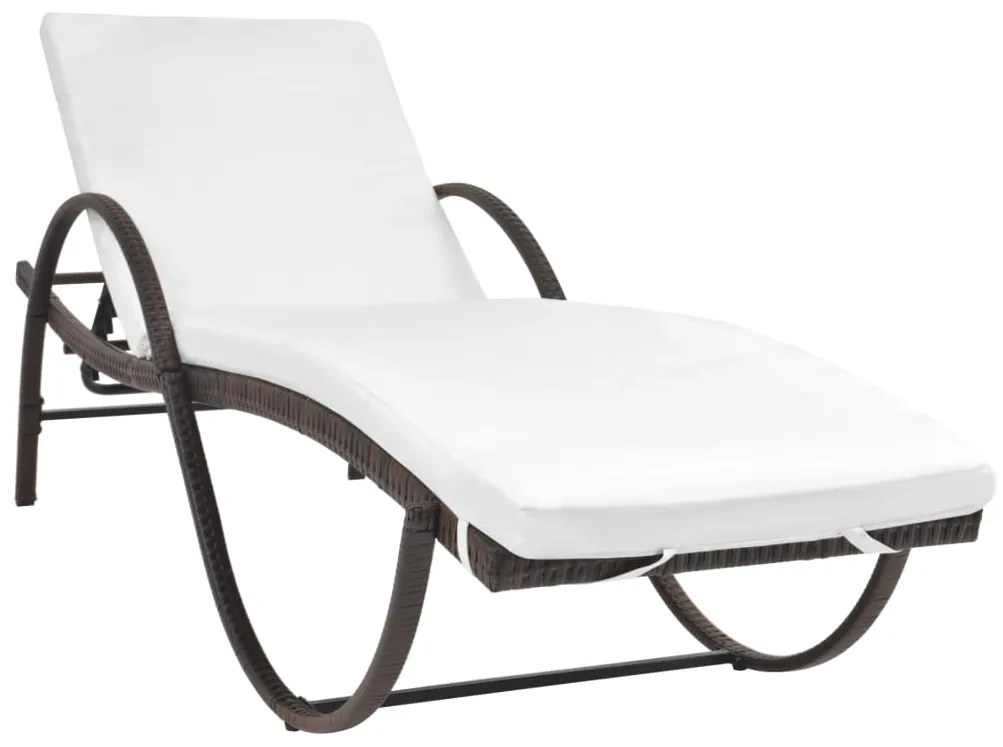 Espreguiçadeira com almofadão e mesa vime PE castanho