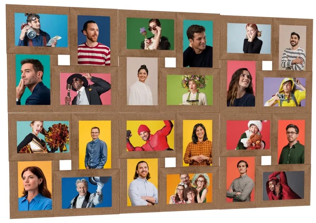 Moldura para 24 (10x15 cm) fotografias MDF castanho-claro