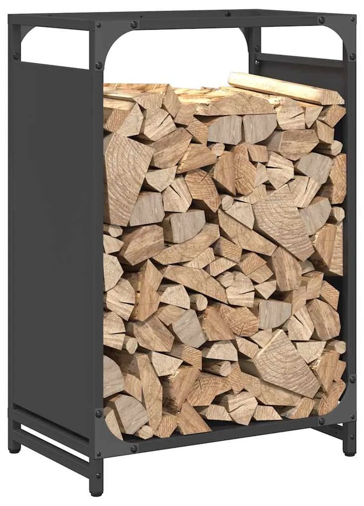 Suporte para lenha 44x28x65 cm aço laminado a frio preto
