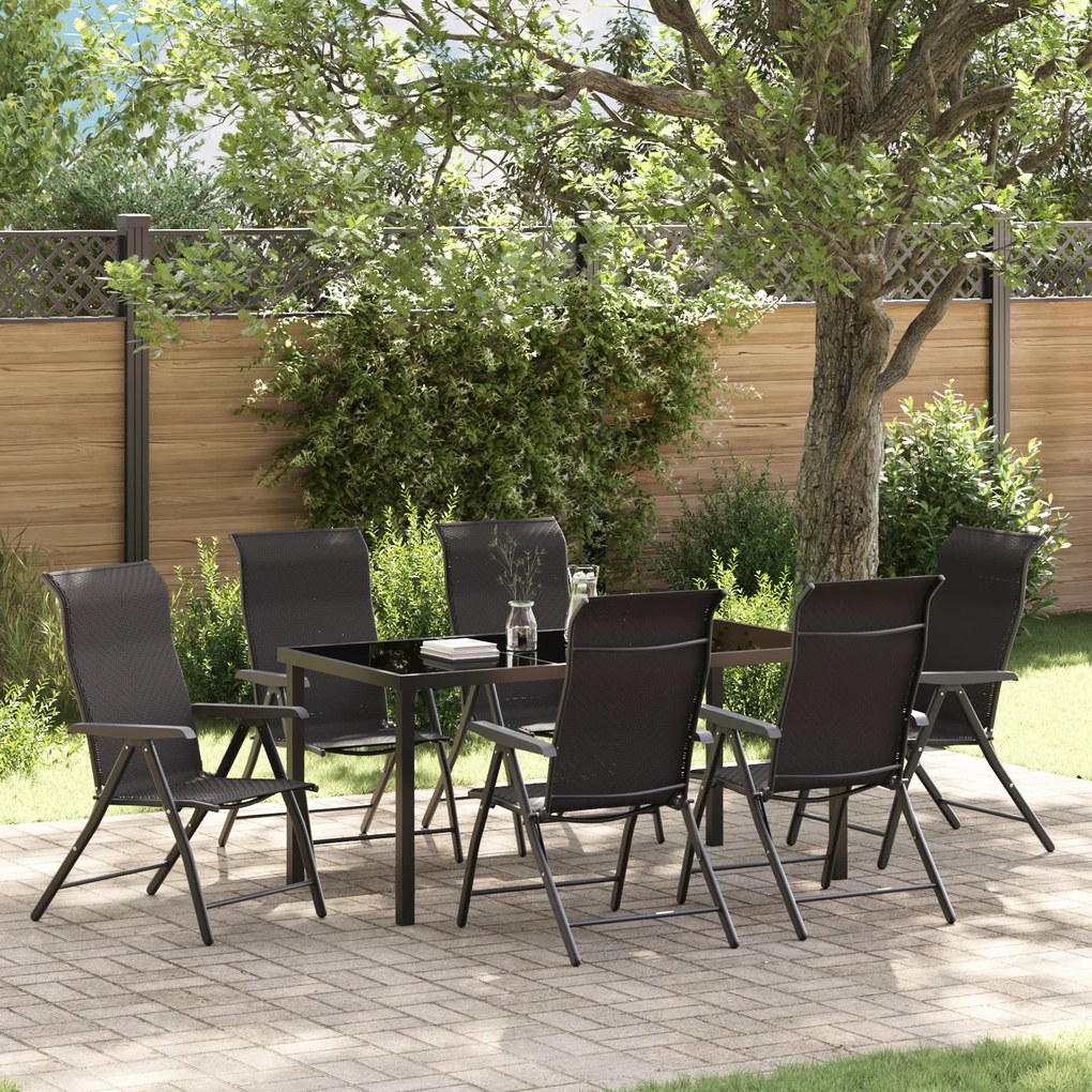 vidaXL Conjunto de Jantar de Jardim 7 Peças Preto Vime PE