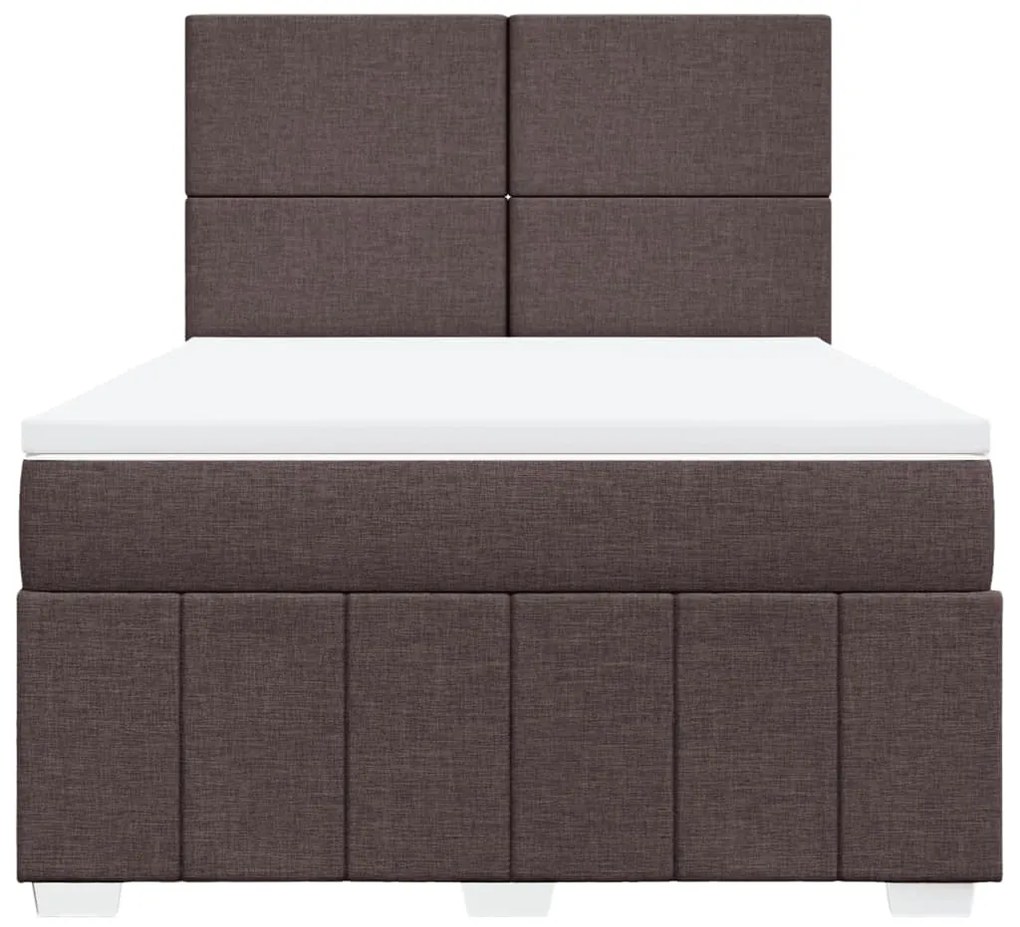 Cama com molas/colchão 160x200 cm tecido castanho-escuro