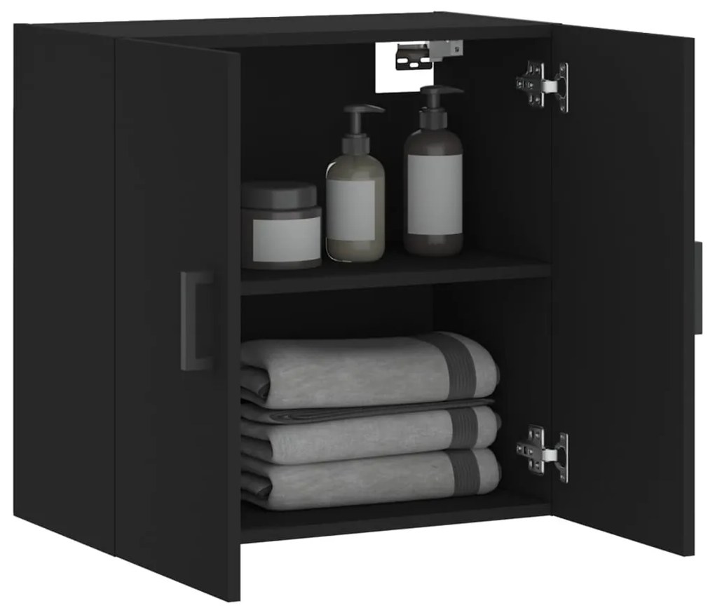 Armário parede 60x31x60 cm derivados de madeira preto