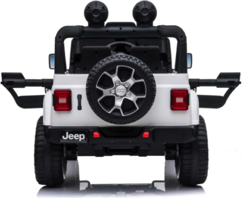 Carro elétrico para crianças até 5 anos Jeep Wrangler Rubicon, 12V, pneus EVA, com bateria de lítio, controlo remoto Branco