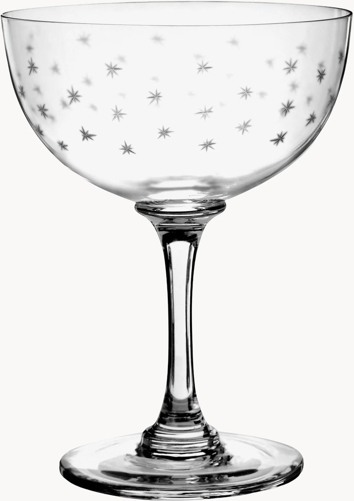 Taças de champanhe em cristal artesanal Stars, conjunto de 6