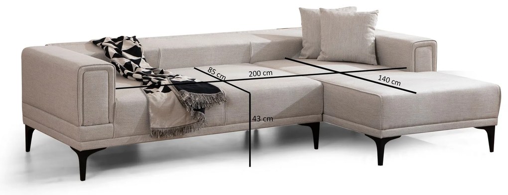 Sofá-Cama de Canto Horizon – Ecru – 250x140 cm