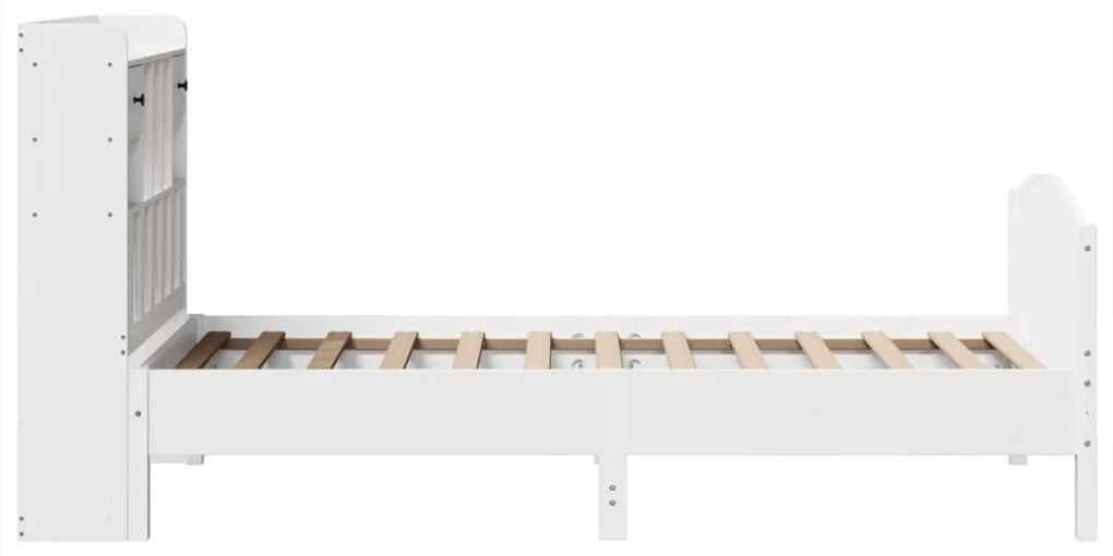 Cama com estante sem colchão 100x200 cm pinho maciço branco