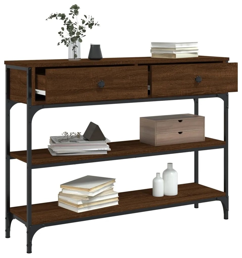 Mesa consola 100x25x75 cm derivados madeira carvalho castanho