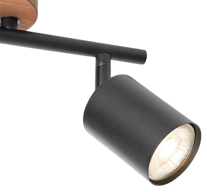 Projetores industriais pretos com madeira inclinável 2 luzes - Jeana