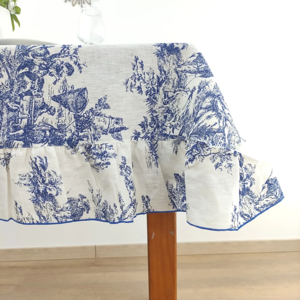 Toalha de Mesa Linho COL Toile de Jouy Blue Folho