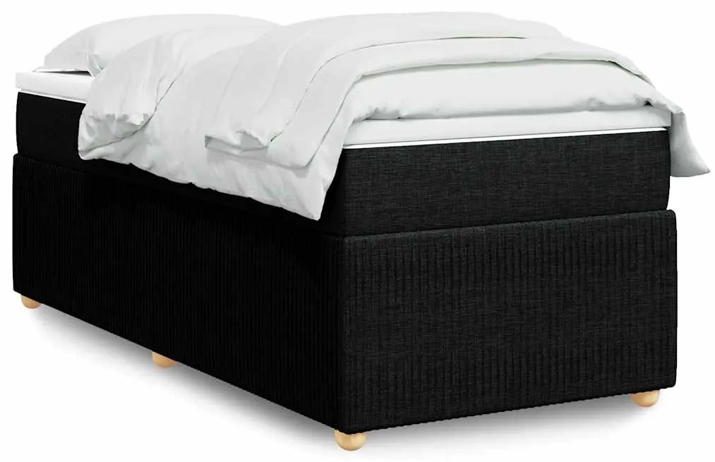 Cama com molas/colchão 100x200 cm tecido preto