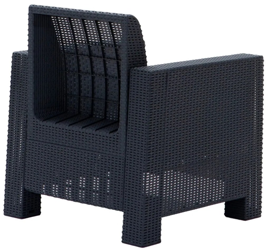 Conjunto Lounge de Jardim “Aksu” — Sofá, Poltronas e Mesa de Centro —