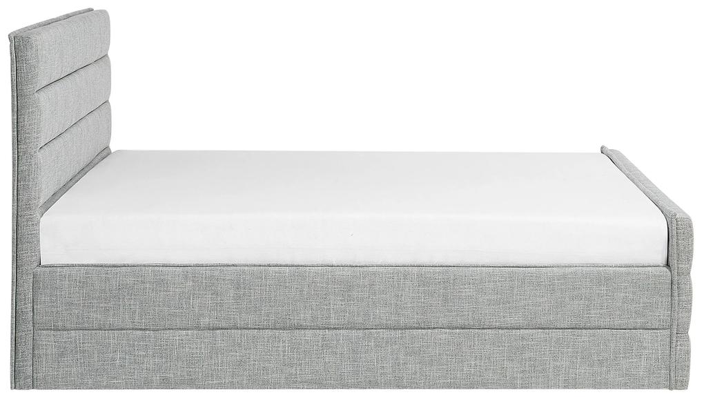 Cama de casal em tecido cinzento claro 180 x 200 cm VALBONNE Beliani