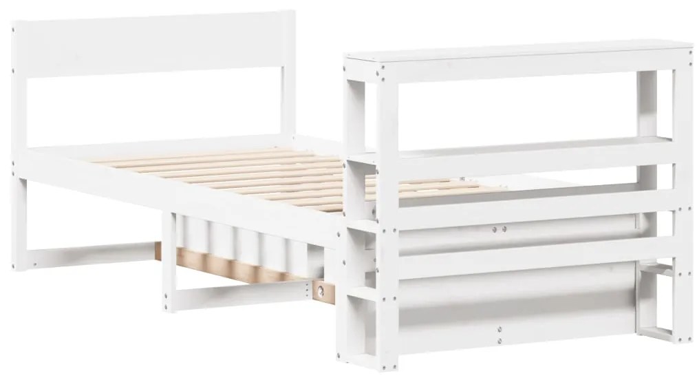 Cama sem colchão 90x200 cm madeira de pinho maciça branco