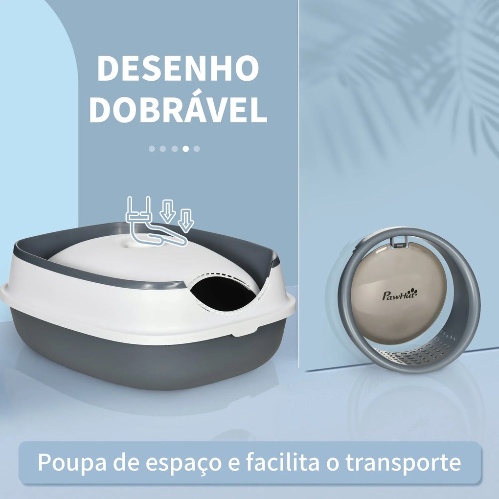 PawHut Caixa de Areia para Gatos Dobrável Caixa de Areia para Gatos Fe