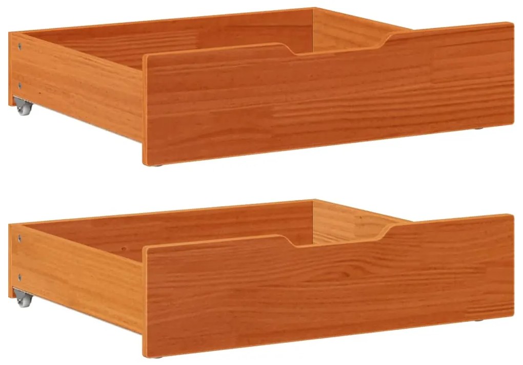 Gavetas para cama 2 pcs 75x55x16 cm pinho maciço castanho-mel