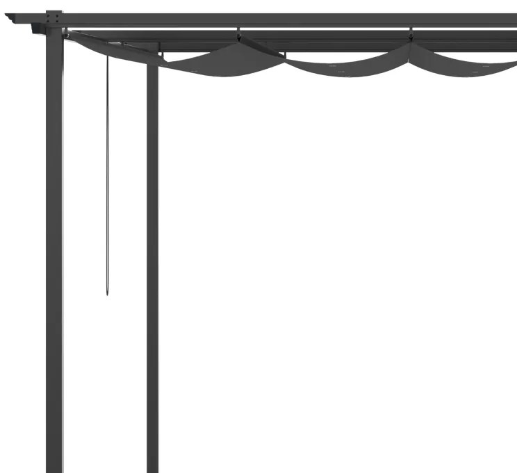 Pérgola de Parede de Jardim com Teto Retrátil Tecido de Poliéster e Estrutura de Aço 3,9x2,9 m Cinza Escuro