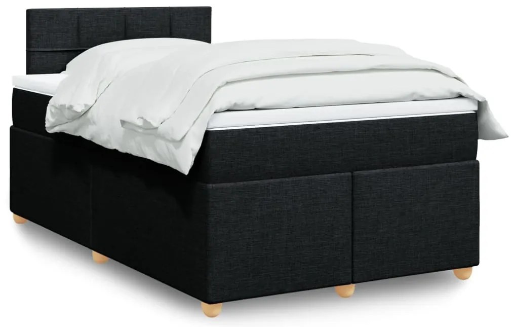 Cama boxspring com colchão 120x190 cm tecido preto