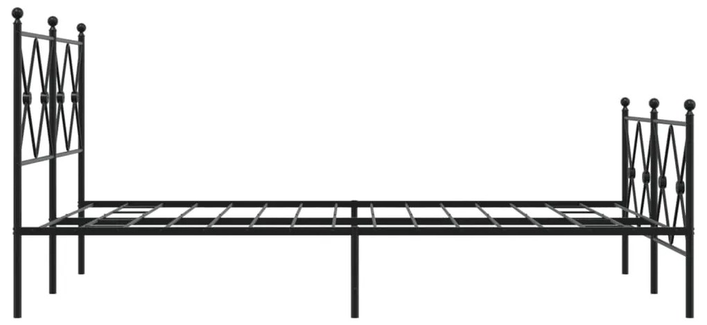 Estrutura de cama com cabeceira e pés 120x190 cm metal preto