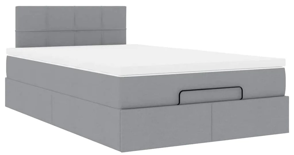 Cama otomana com colchão 120x200 cm tecido cinzento claro