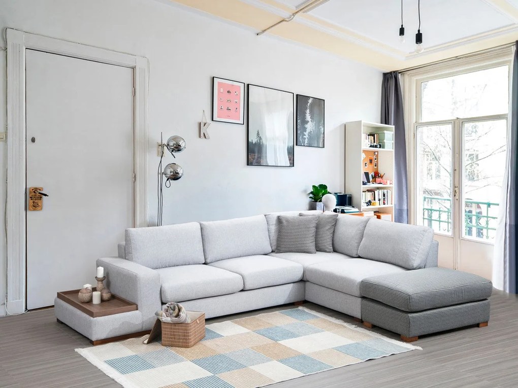 Sofá de Canto Loop – Cinzento Claro – 246 cm x 308 cm