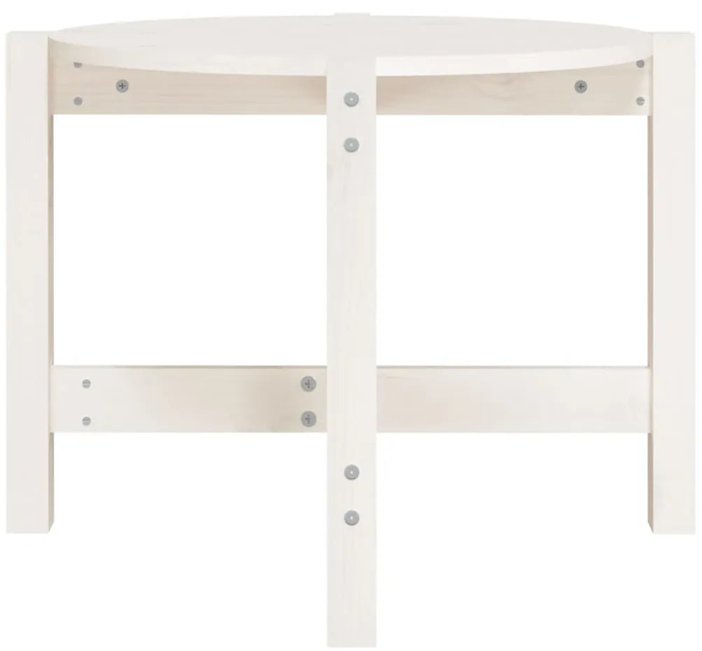 Mesa de centro Ø 62,5x45 cm madeira de pinho maciça branco