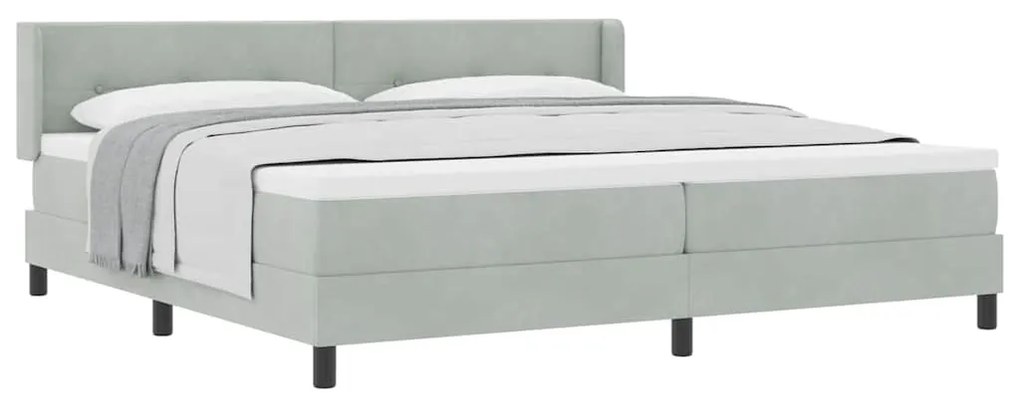 Cama Box Spring vidaXL com Colchão Cinza Claro 200x200 cm Veludo
