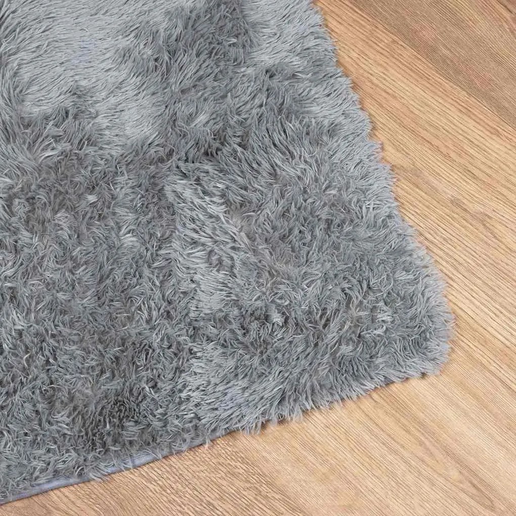 Tapete shaggy de pelo alto NAVARRA 160x160 cm cinzento prateado