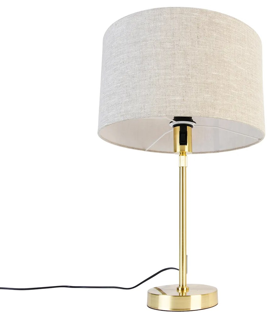 Candeeiro de mesa dourado ajustável com abajur cinzento claro 35 cm - Parte Design