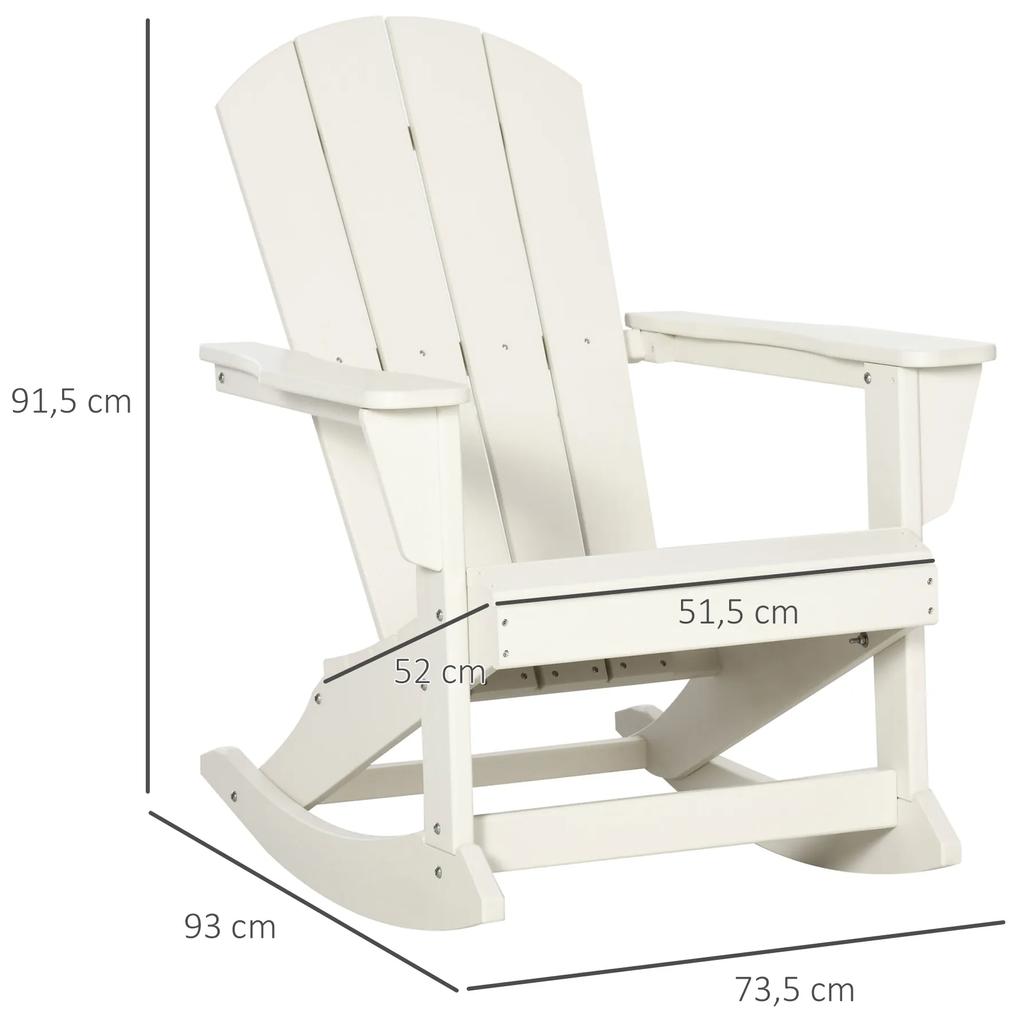 Cadeira Adirondack Baloiço de Jardim Baloiço para Exterior Estilo Adirondack de HDPE para Varanda Pátio Carga Máxima 120kg 73,5x93x91,5cm Branco