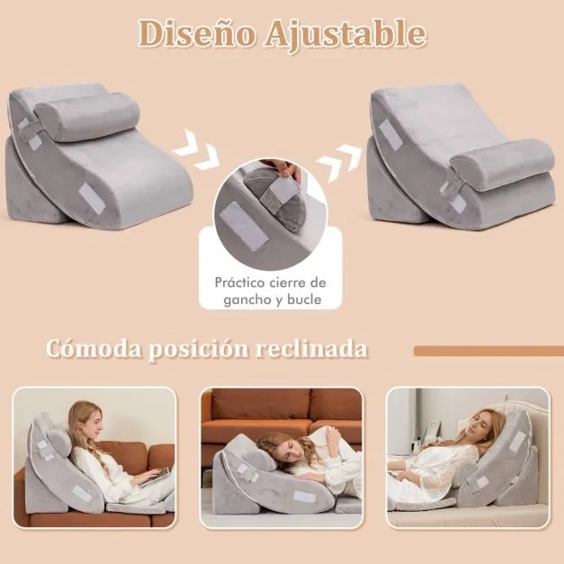 Conjunto de almofadas de espuma viscoelástica com apoio de cabeça amovível Apoio de costas amovível Apoio de costas confortável Cinzento