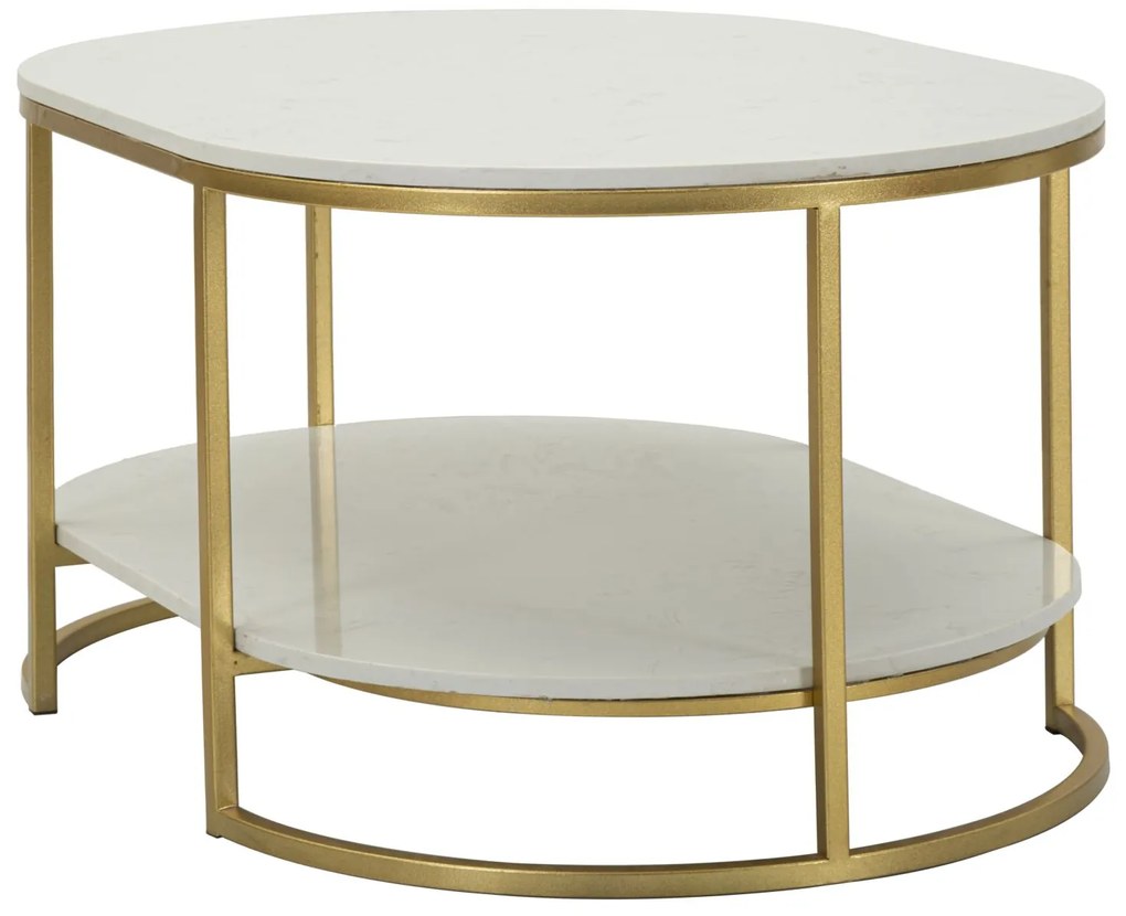 MESA DE CENTRO IZMIR 90X60X45 CM DOURADO E BRANCO
