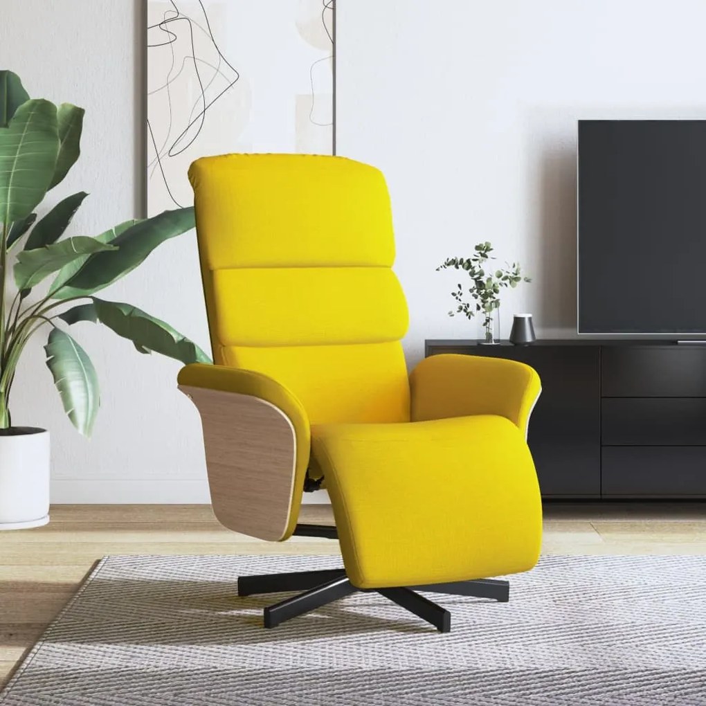vidaXL Cadeira reclinável com apoio de pés tecido amarelo-claro