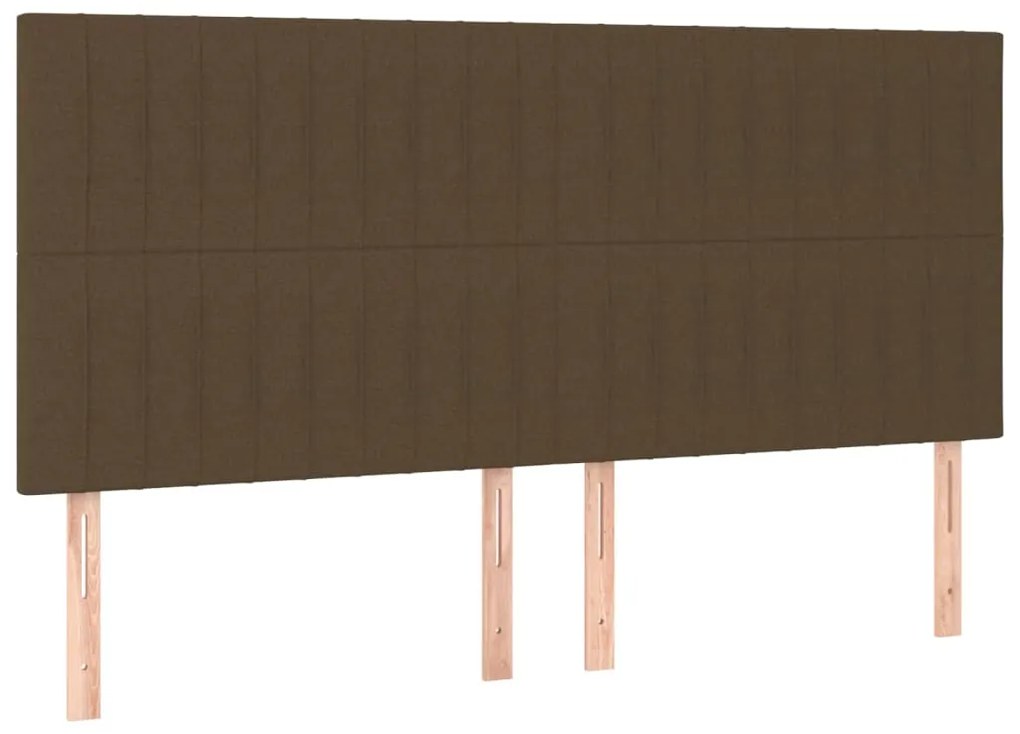 Cama box spring c/ colchão/LED 200x200cm tecido castanho-escuro