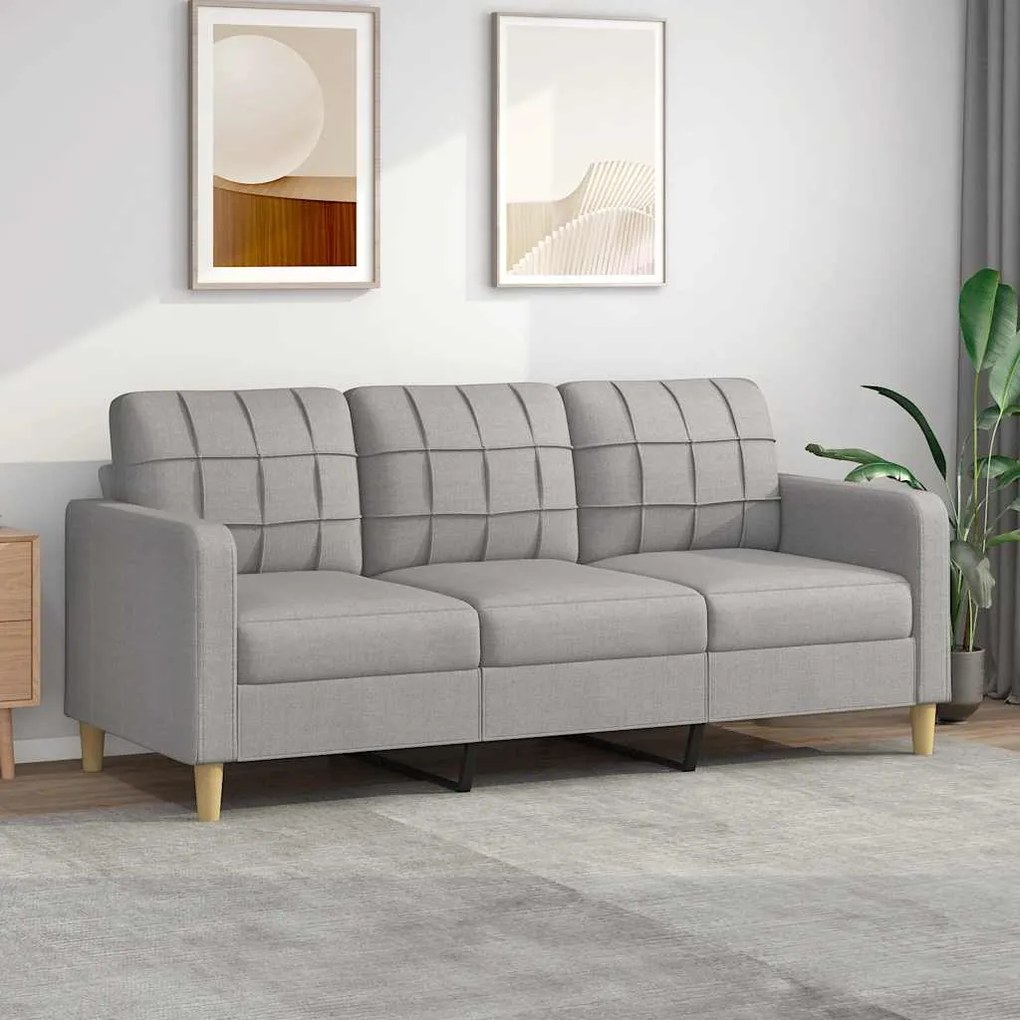 vidaXL Sofá de 3 lugares 180 cm tecido cinza-claro