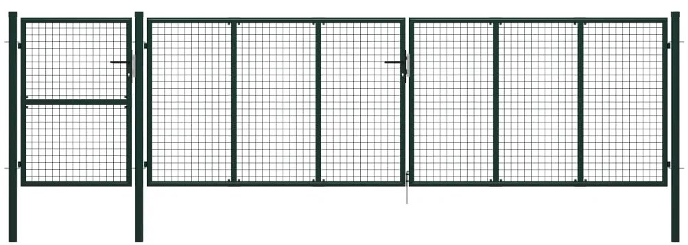 vidaXL Portão de jardim 500x125 cm aço verde