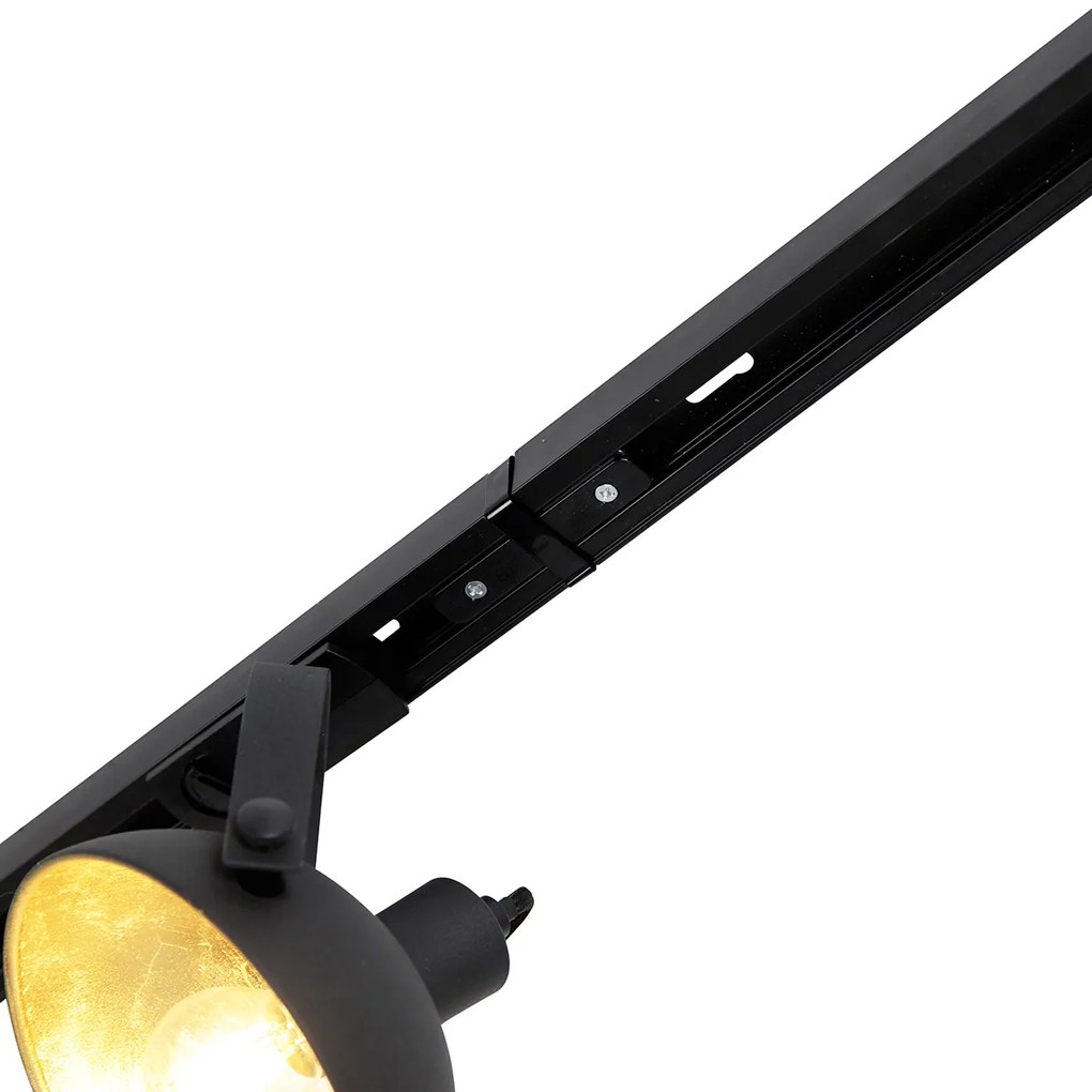 Sistema de calhas monofásico com 3 focos ajustáveis pretos - Magnax