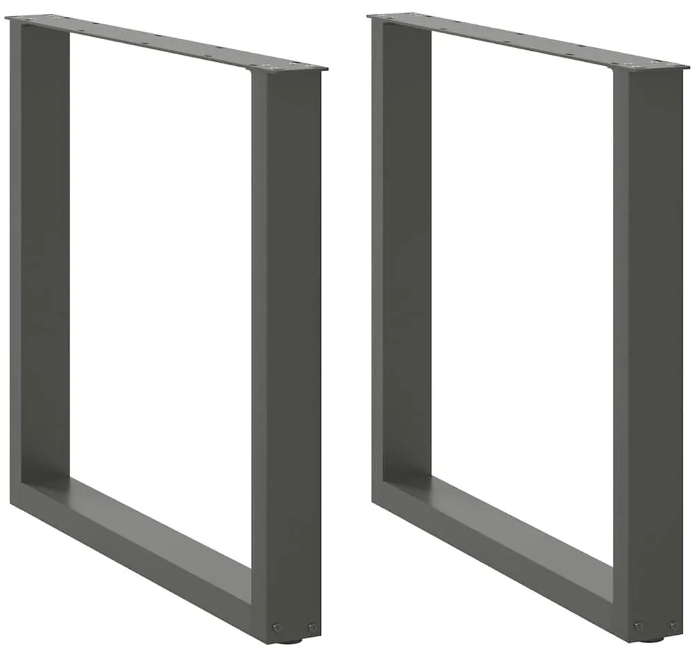 Pés para mesa de jantar em formato de U, 2 peças, antracite, 80x(72-73
