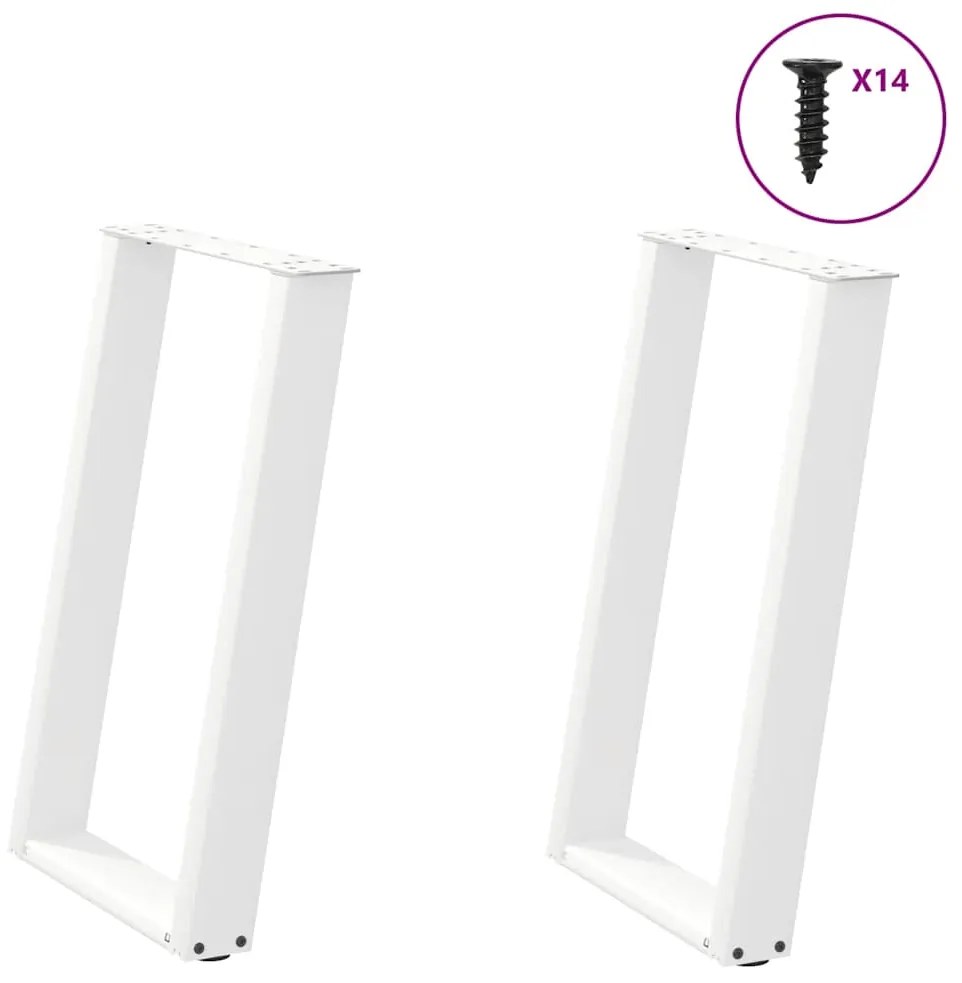 Pés para mesa de jantar em formato de U, 2 peças, branco, 60x(72-73) c