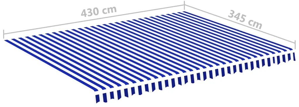 Tecido de substituição para toldo 4,5x3,5 m azul e branco