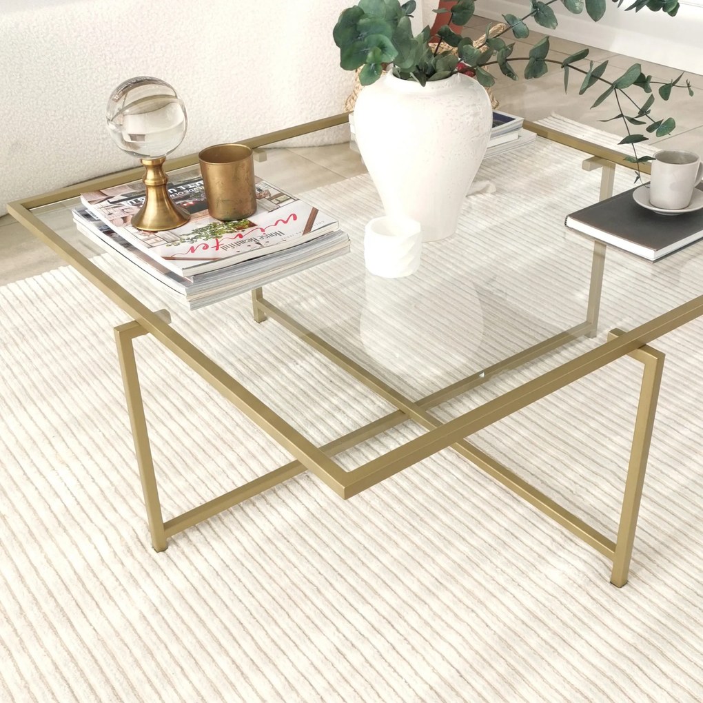 Mesa de Centro Sun S408 – Dourada – 85x35x85 cm