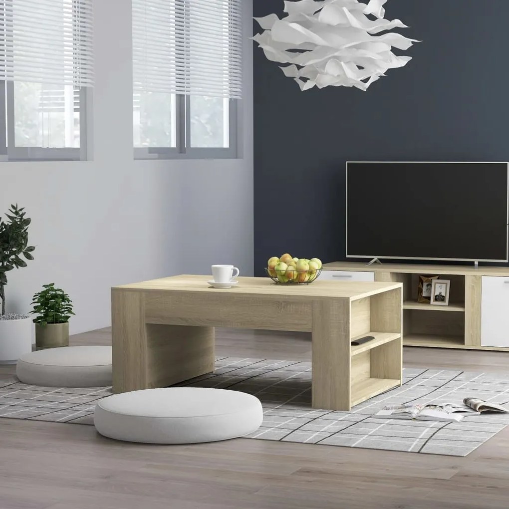 vidaXL Mesa de centro 100x60x42 cm contraplacado cor carvalho sonoma