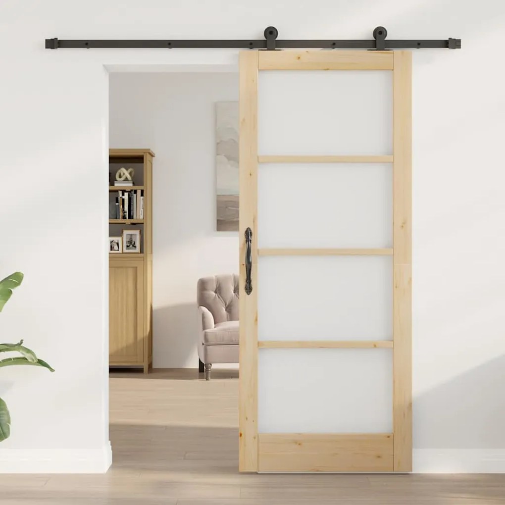 Porta Deslizante vidaXL com Conjunto de Ferragens 'ORKDAL'Madeira Sóli