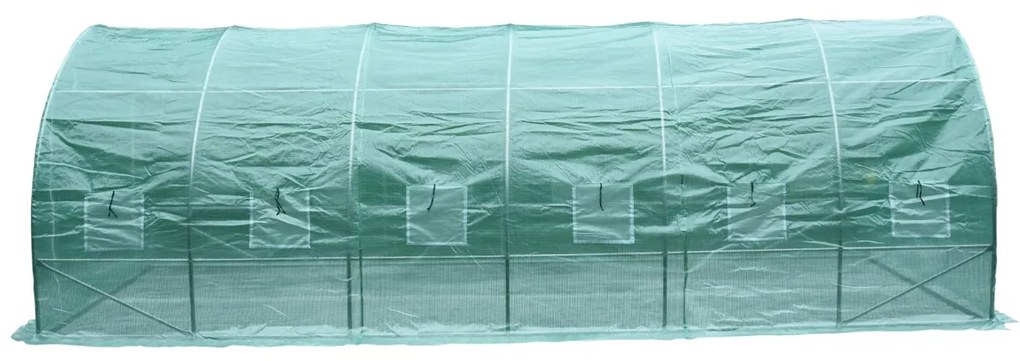 Túnel de Estufa de Jardim para Plantas e Vegetais de Culturas com 12 Janelas de PE Capa 140g / ㎡ e estrutura de aço - 6x3x2m