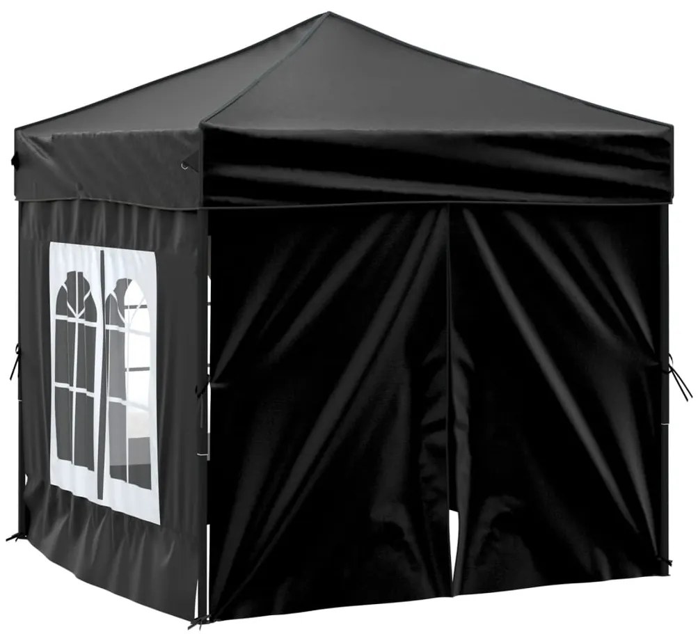 Tenda para festas dobrável com paredes laterais 2x2 m preto