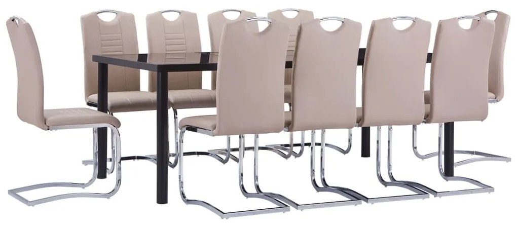 3053170 vidaXL 11 pcs conjunto de jantar couro artificial cappuccino