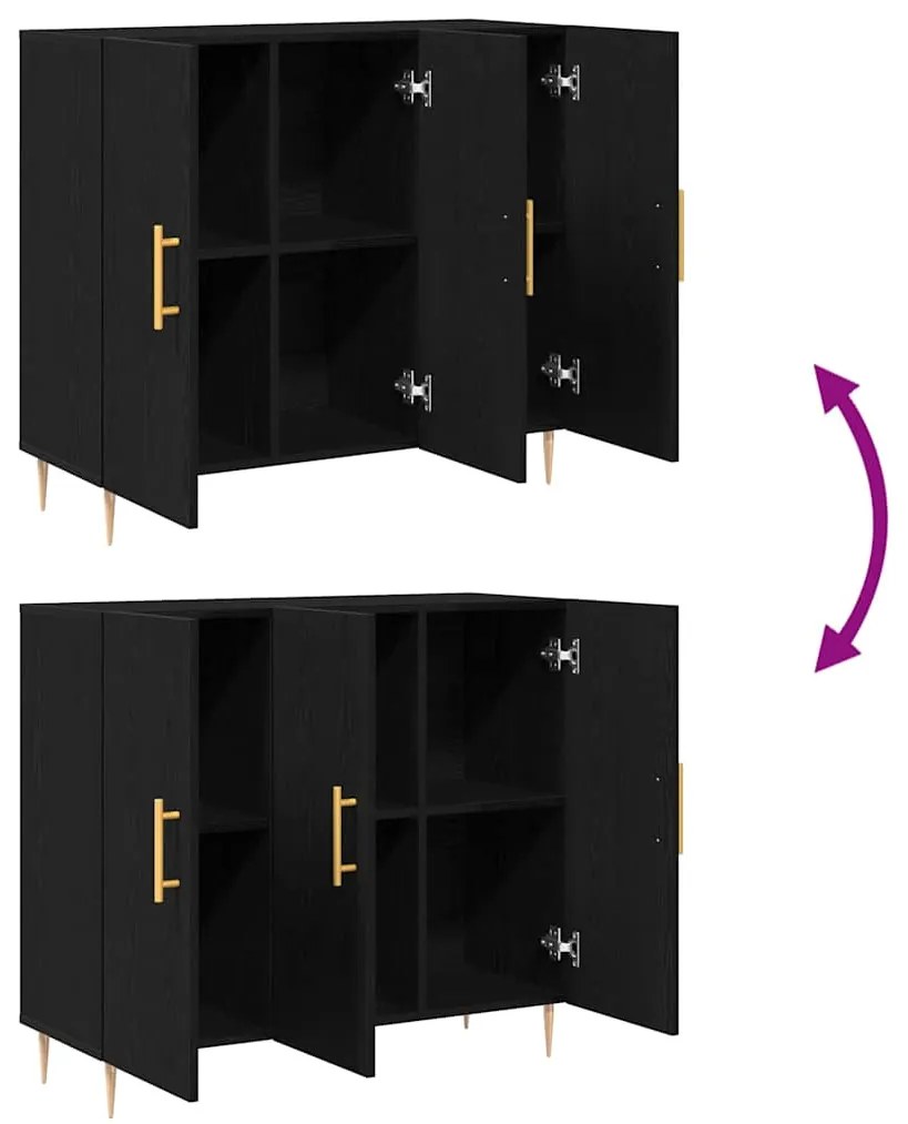 Buffet vidaXL Preto Carvalho 90x34x80 cm em Madeira de Engenharia