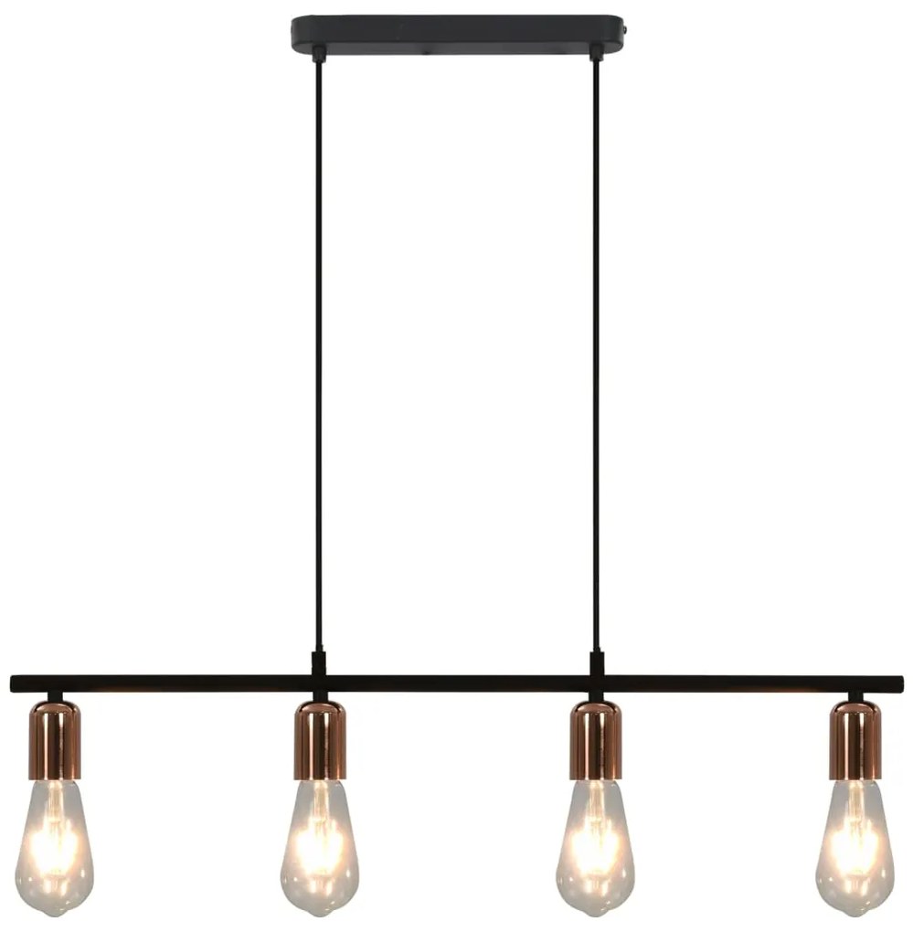 vidaXL Candeeiro de teto 80 cm E27 preto e cobre