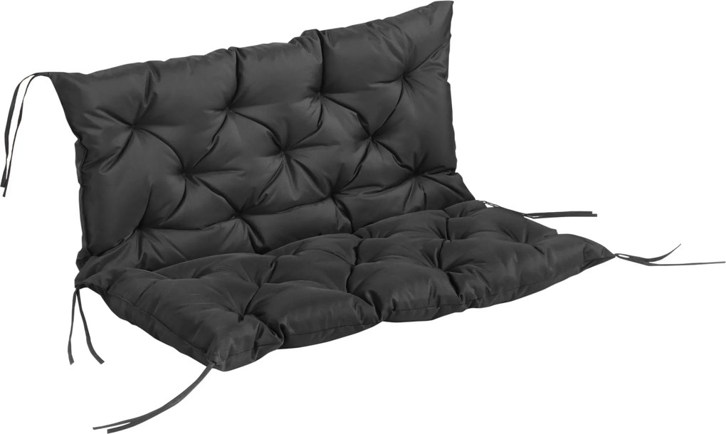 Outsunny Almofada para Banco com Encosto 100x98x8 cm Almofada de Banco de 3 Lugares com 6 Cordões de Fixação para Jardim | Aosom Portugal